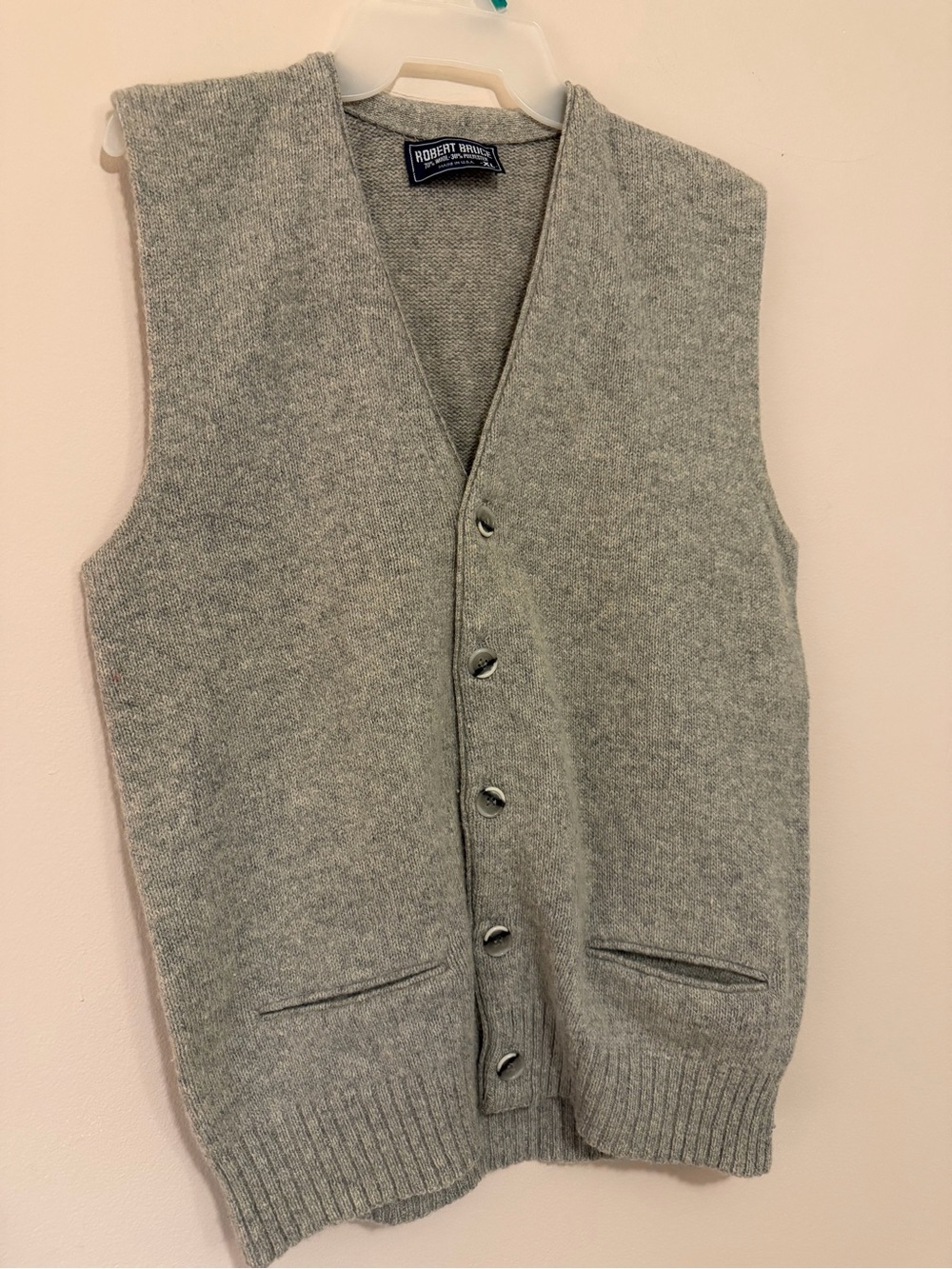 Men's Gray Wool Blend Button Vest